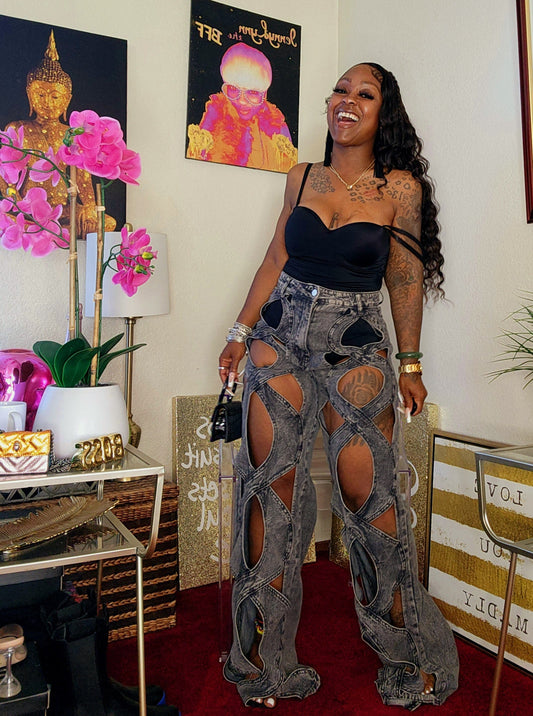 Cut Out Jeans (Multiple Color Options Available)