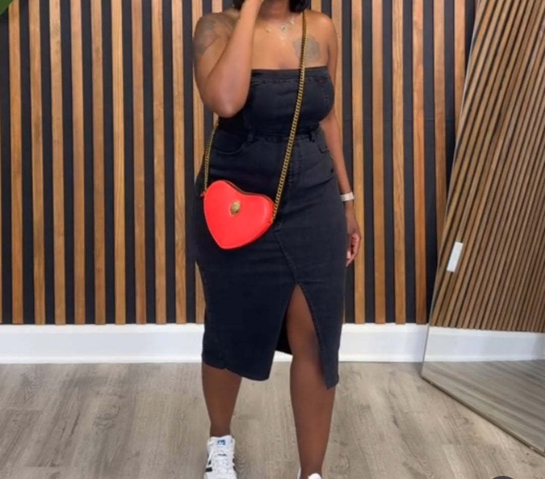 Denim Tube Top Dress