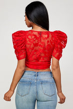 Load image into Gallery viewer, Puff Sleeve Woven Lace Top
