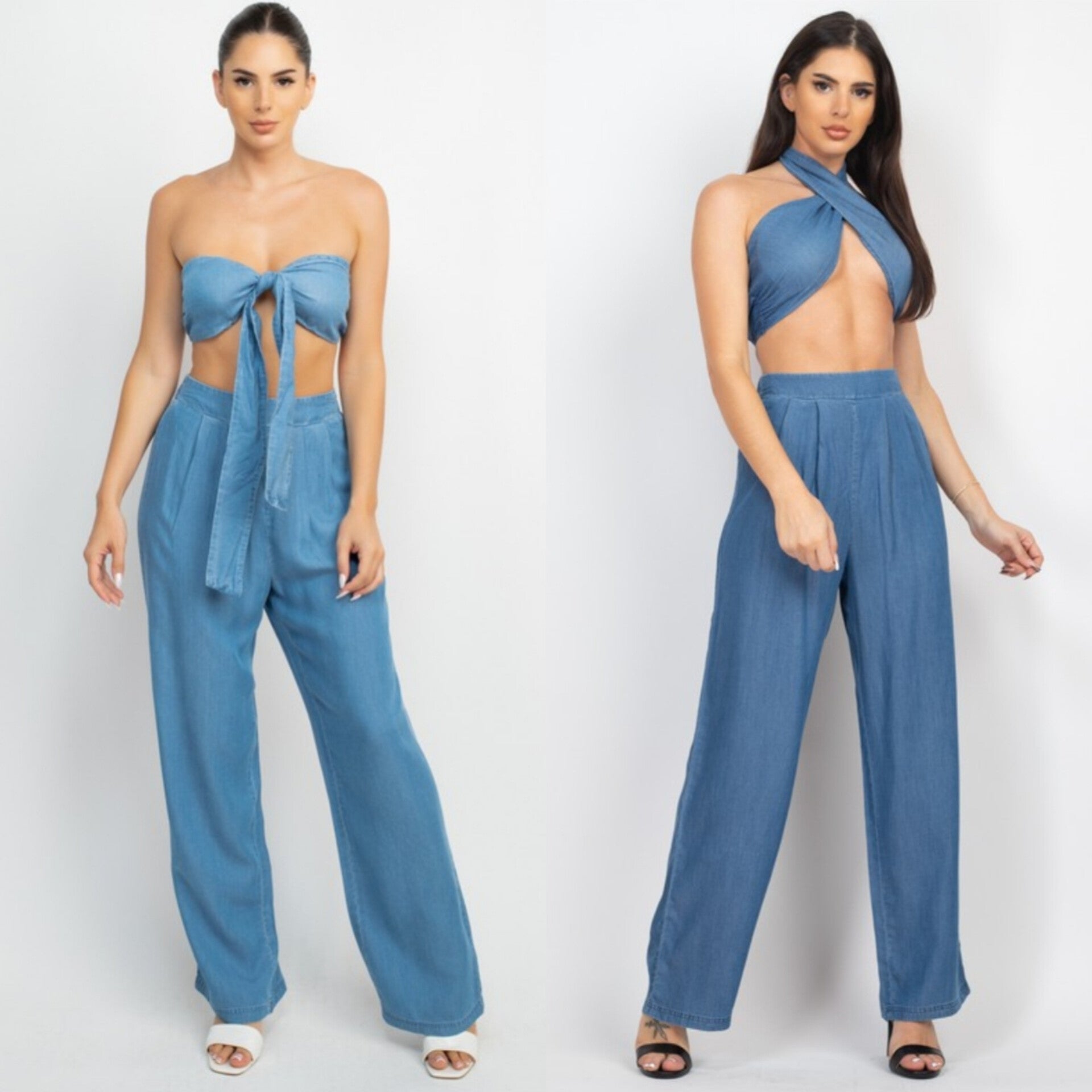 Breezy Denim Pants Set (Multiple Color Options)