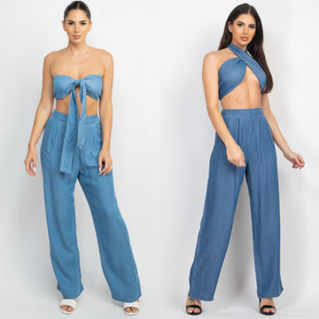Breezy Denim Pants Set (Multiple Color Options)