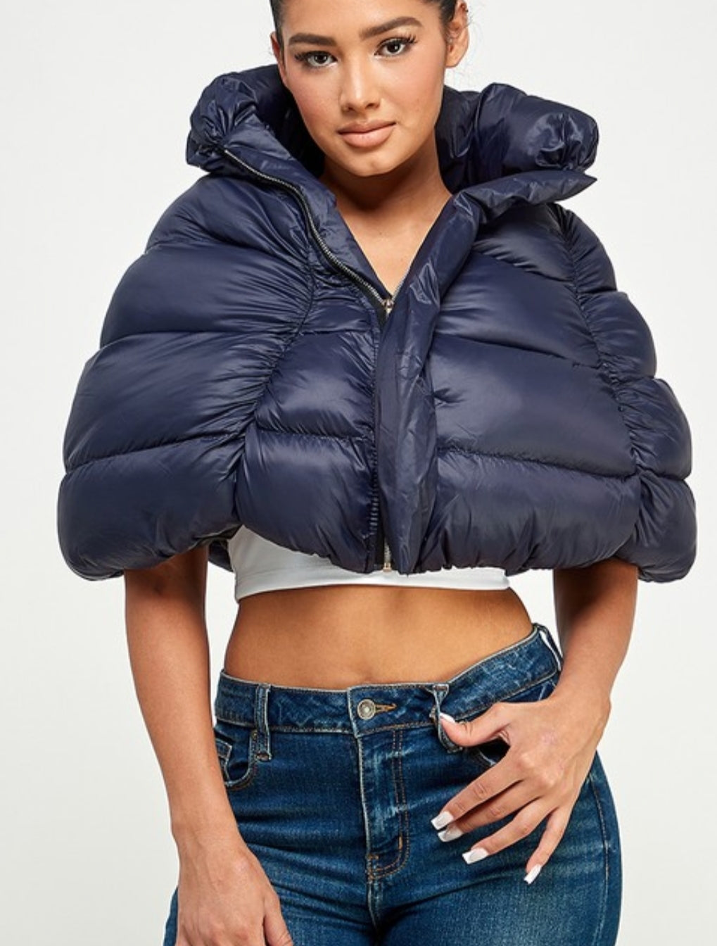 Navy Puff"Her" Cape