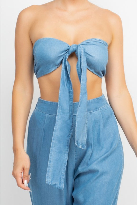 Breezy Denim Pants Set (Multiple Color Options)